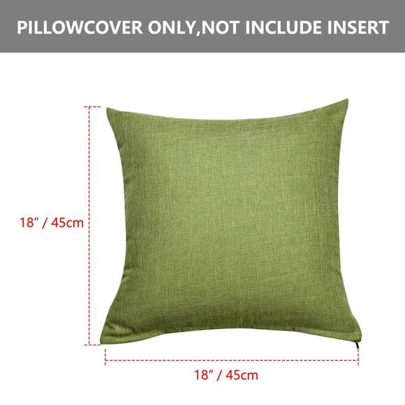 2pcs Linen Throw Pillow Covers Blank Cotton Square Cushion Cover Green - Picture 4 of 6